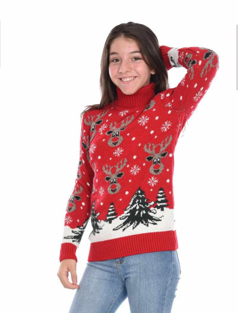 Новорічний теплий светр на дівчаток 11-15 років Милі олені
