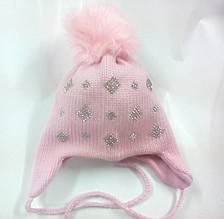 Зимова шапочка для дівчинки TuTu арт 3-001195 (44-48; 48-52; 52-56) 48-52 см, Рожевий