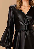 Модне шкіряне плаття чорне, фото 2