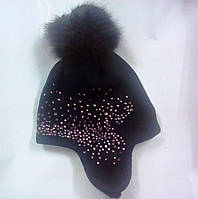 Зимняя шапка для девочки TuTu арт 3-001197(44-48; 48-52; 52-56) 52-56 см., Черный
