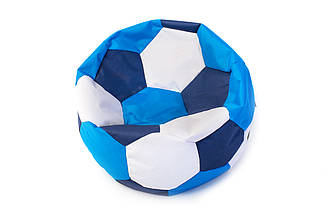 Крісло-м'яч білий з темно-синім і блакитним від 60 х 60 до 130 х 130 см Вall