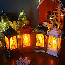 Декоративний ліхтар новорічний зі свічкою і підсвічуванням на батарейках Червоний підвісний, фото 2