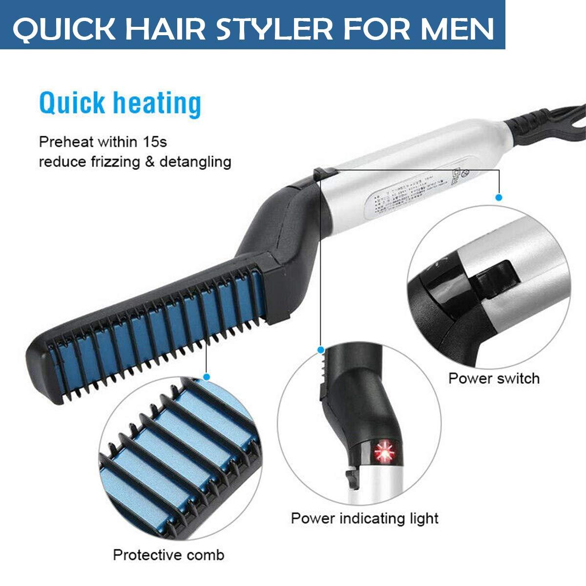 Стайлер для укладки волос и бороды расческа выпрямитель утюжок для мужчин Quick hair styler - фото 1 - id-p1295836093