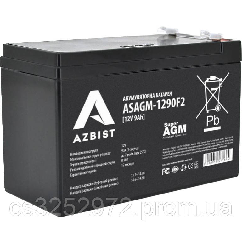 Мультигелевий акумулятор Azbist ASAGM-1290F2 (12V, 9 Ah)