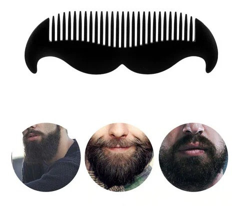 Маленький гребінь для вусів і бороди чорний, фото 1
