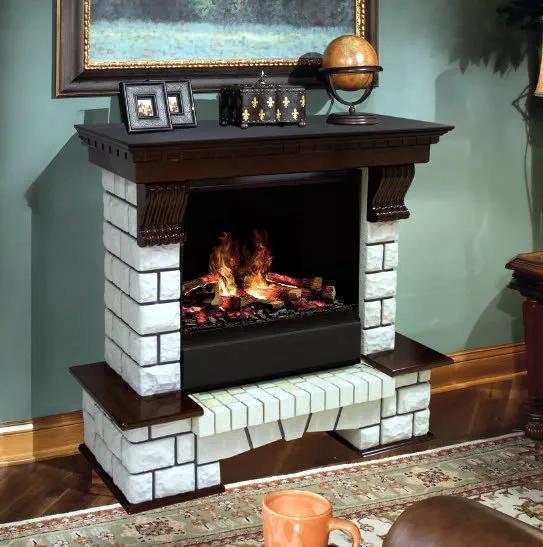 Підлоговий камін Fireplace Нідерланди Білий + Венге ефект живого полум'я зі звуком і обігрівом
