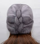 Норкова шапка жіноча кубанка коса з трикотажем, фото 3