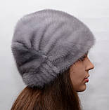 Норкова шапка жіноча кубанка коса з трикотажем, фото 2