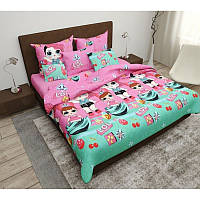 Комплект детского постельного полуторного белья Кукла Лол, Бязь , розово-бирюзовый