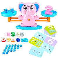 Навчальна гра для дітей математичні ваги слоники рожеві Counting elephant