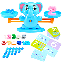 Обучающая счету настольная игра для детей математические весы слоники синие Counting elephant