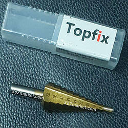 Ступеневе свердло для металу Ø 4-22 мм ▶ 9 щаблів ▶  TopFix