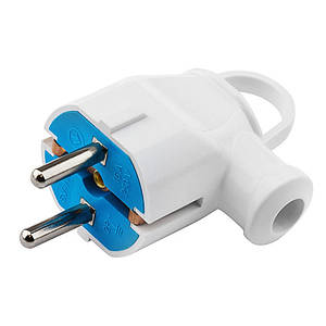 Вилка штепсельна углавая з зем.+ кільце Білий 88391