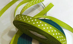 Стрічка репсова в горох №149 хакі завширшки 0,9 см