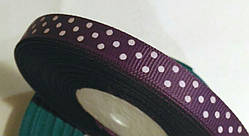 Стрічка репсова в горох №34 чорнильна завширшки 0,9 см