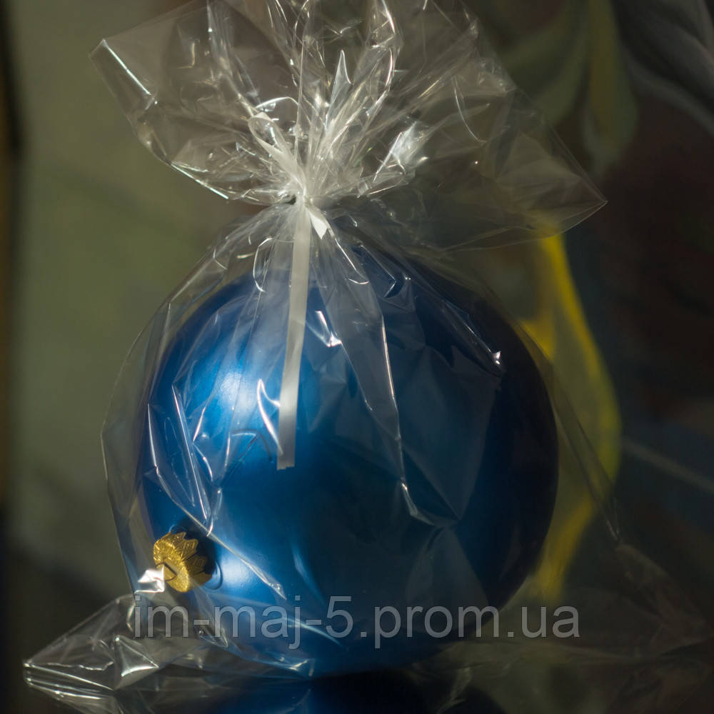 Новорічна велика куля на ялинку, діаметр-15 см, синій, фото 1