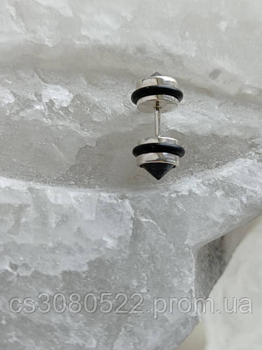 Мужская серьга-гвоздик с черным цирконием и каучуком (ID#1296024419 ...