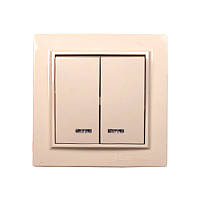 ElectroHouse Вимикач подвійний з підсвічуванням латте Enzo IP22