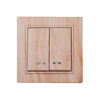 ElectroHouse Вимикач подвійний з підсвічуванням Світле дерево Enzo IP22