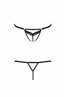 Відверті трусики-стрепи з мереживом Passion Exclusive SOLON THONG L/XL black PS28004
