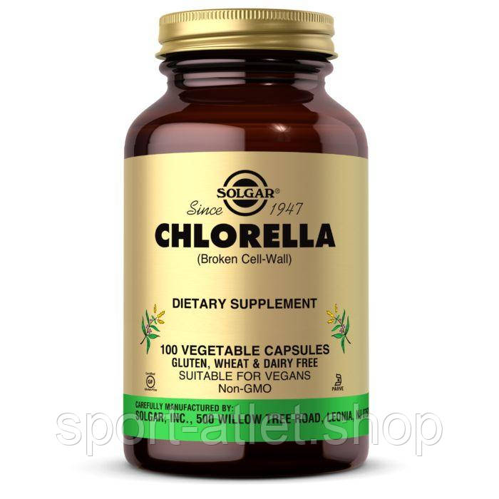 Натуральна добавка Solgar Chlorella, 100 вегакапсул, фото 1