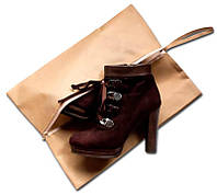 Об'ємна сумка-пильовик для взуття на блискавці HO-02-beige (Бежевий)
