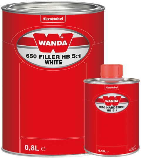 Грунт-наповнювач Wanda 650 НВ 5:1 0.8л білий із затвердником 350 HB 5:1 0.16л комплект