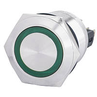 Кнопка металлическая с подсветкой АСКО-УКРЕМ TYJ 22-271 (1NO+1NC) зеленая 24V (A0140010141)