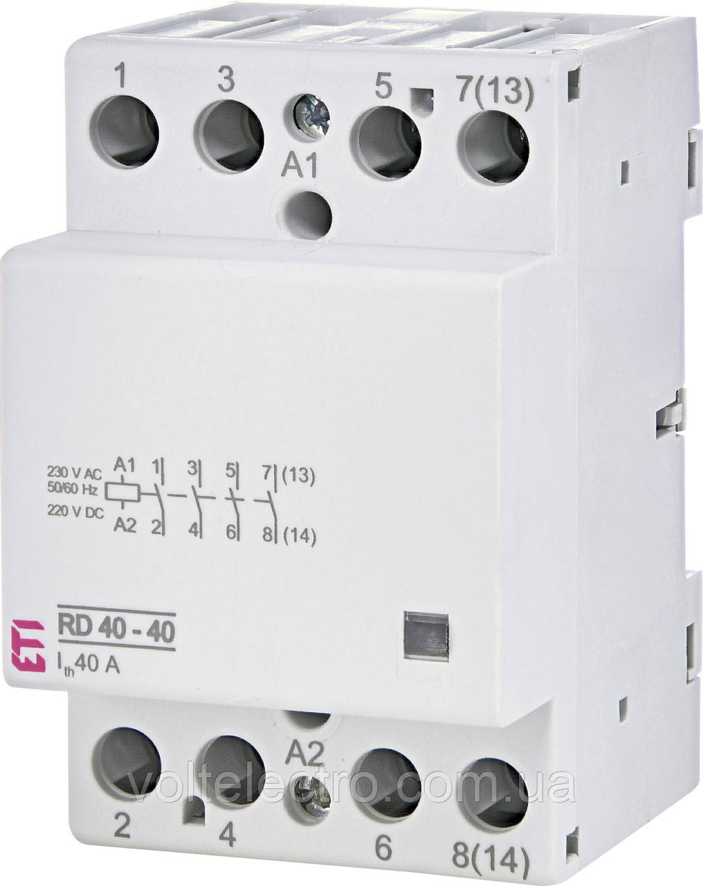 Модульні контактори RD40-40 230V, 40A, 4Н.О, АС/DC
