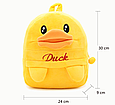 Дитячий рюкзак "Каченя Смайл" для улюблених малюків жовтий середній для садка для прогулянки м'який велюр, фото 6