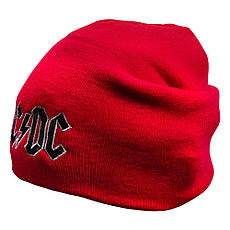Шапка біні з вишивкою AC/DC Logo червона, фото 2