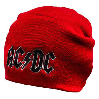 Шапка біні з вишивкою AC/DC Logo червона, фото 2