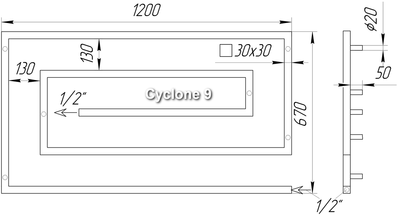 Большой нержавеющий полотенцесушитель Cyclone 9/1100 высота 670 мм., размером на всю стену. Украина - фото 5 - id-p17384747