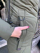 Куртка пуховик жіноча Visdeer 819-C13 зелена з капюшоном, фото 7