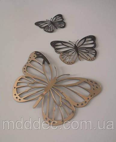 Набір дзеркальний пластик золото метеликів 3 шт., фото 1
