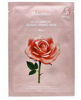 Тканинна маска зволожуюча з трояндою JMsolution Glow Luminous Flower Firming Mask Rose 30 мл.