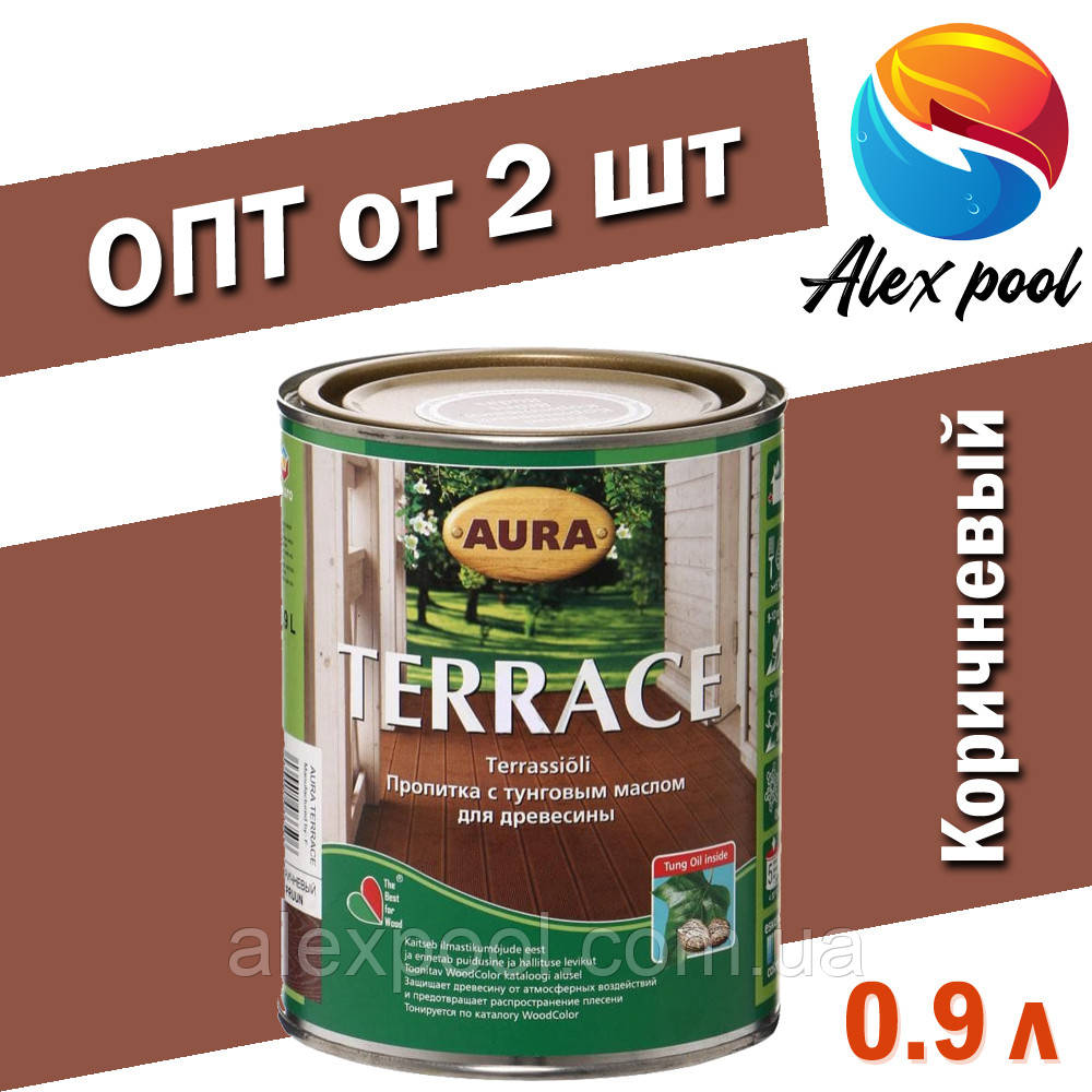 AURA Terrace просочення з тунговим маслом для дерева Коричнева 0,9 л