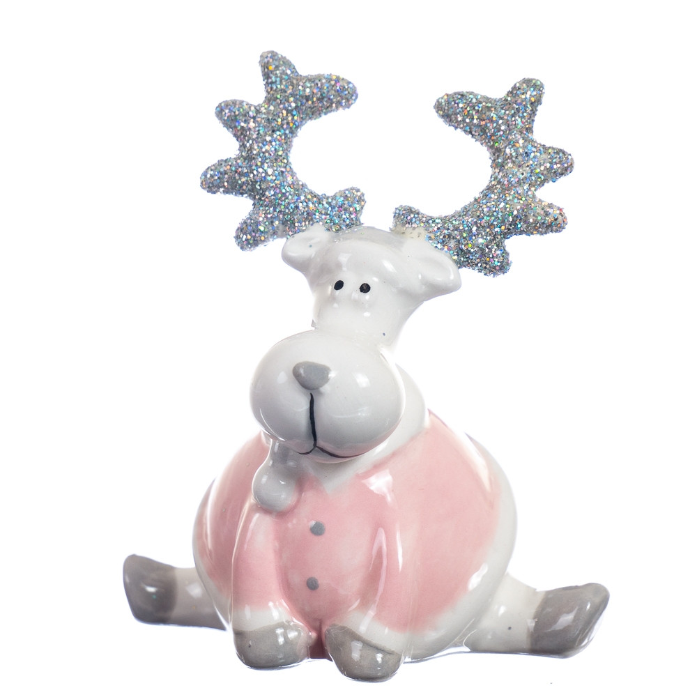 Керамічна новорічна статуетка "Олень у шпагаті" 8х7х5 см, фото 1