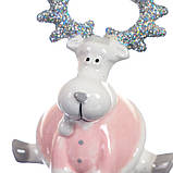 Керамічна новорічна статуетка "Олень у шпагаті" 8х7х5 см, фото 4