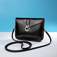 Женская маленькая сумочка на длинном ремешке, Черный клатч из кожзама на защелке, Мини сумочка, CC-6769-10