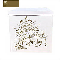 Оракал  Happy Birthday торт з свічкою золотий  на коробку розміром 70*70см