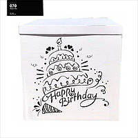 Оракал Happy Birthday торт з свічкою чорний на коробку розміром 70*70см