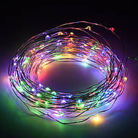 Гірлянда святкова LED-крапля кольорова 10 метрів від 3 батарейок 36375