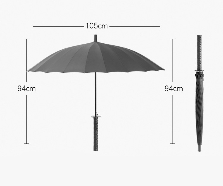 Зонт-трость Катана на 24 спицы!! с ЧЕРНОЙ ручкой!!! зонт меч самурая - фото 9 - id-p1296282481