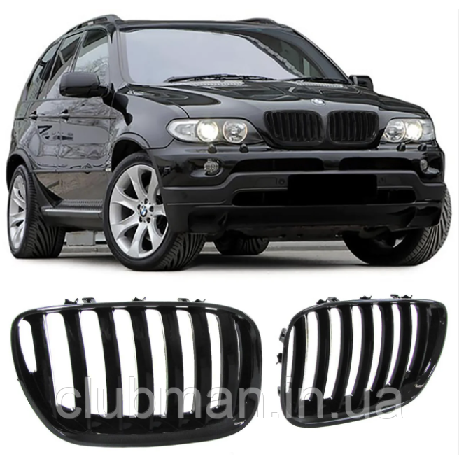 Решітка ноздрі радіатора BMW (БМВ) X5 series E53 (1999 - 2003) Матова