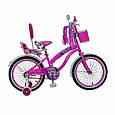 Іспанський дитячий рожевий велосипед для дівчинки з кошиком RUEDA 18 дюймів (Квіточка) на 5-8 років, фото 3