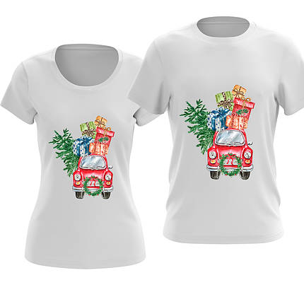 Парні футболки MERRY CHRISTMAS В наявності білі/чорні/червоні, фото 2