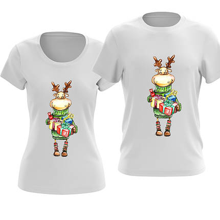 Парні футболки MERRY CHRISTMAS В наявності білі/чорні/червоні, фото 2