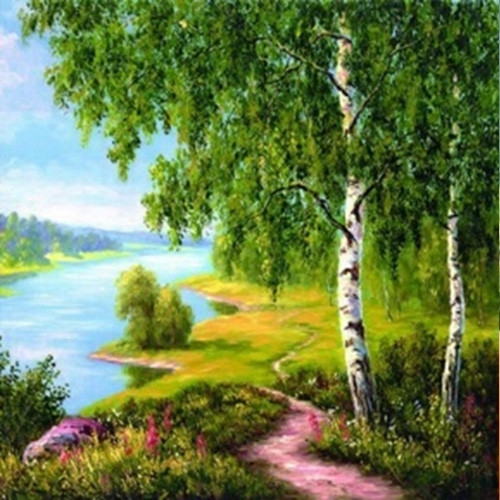 Картина стразами Діамантові ручки Рідний край (GU_189464) 30 х 30 см (На підрамнику)