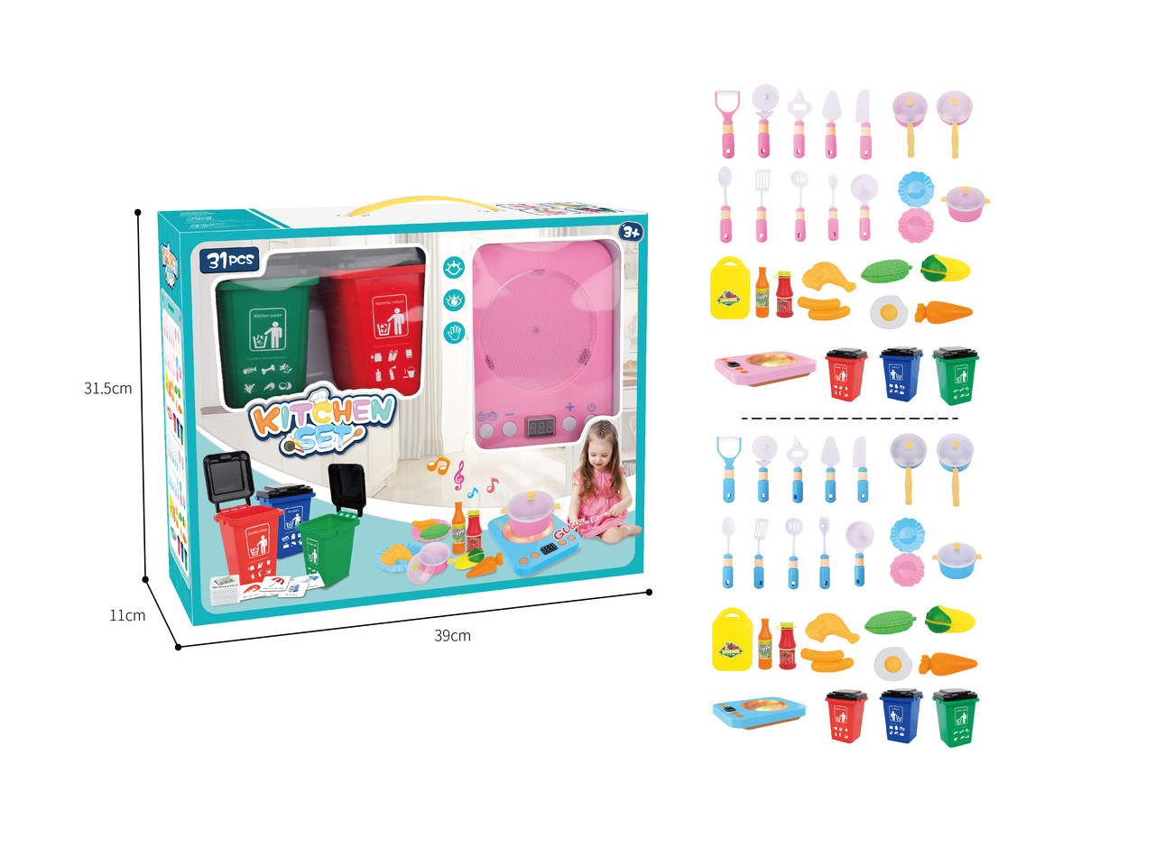 Кухонний набір з контейнерами для сміття, зі світлом та звуком, фото 1